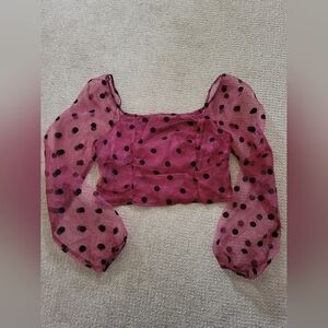 NWOT Shein Polka Dotted Bardot Crop Top